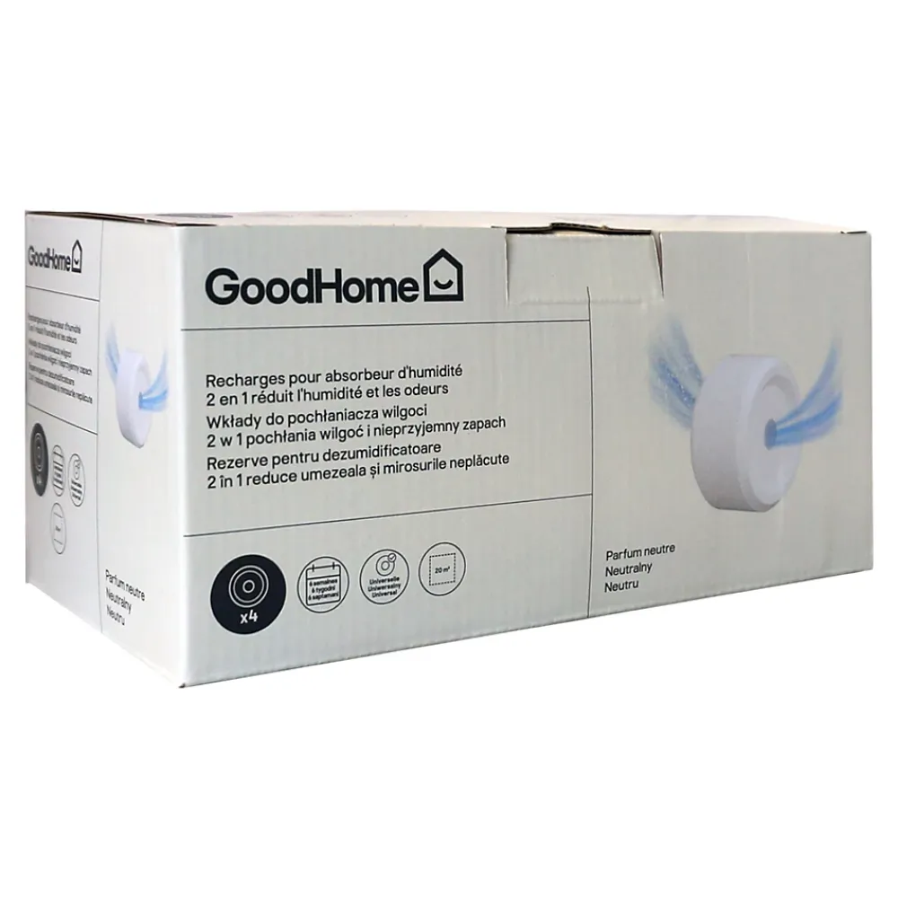 GoodHome Recharge pour absorbeur d'humidité 4 galets neutre 20m² 450g* Absorbeur D'Humidité