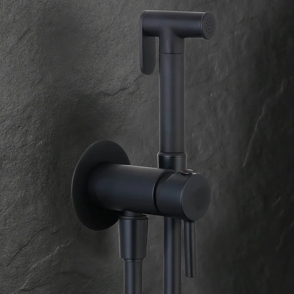 Kibath Robinet WC HYGIÈNE INTIME 2 eaux NOIR mat en laiton* Nettoyant Pour Wc