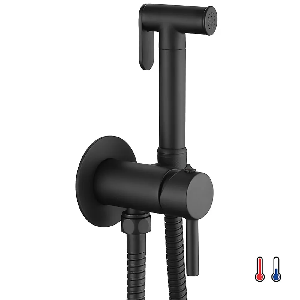 Kibath Robinet WC HYGIÈNE INTIME 2 eaux NOIR mat en laiton* Nettoyant Pour Wc