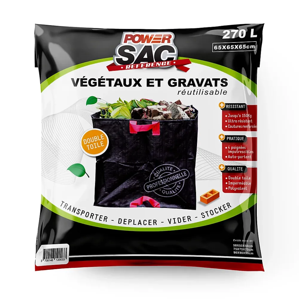 Sac à végétaux noir 270L 65x65x65 cm* Sac Poubelle