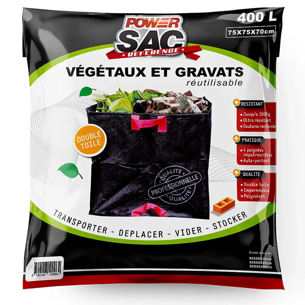Sac à végétaux Pro noir 400L 75x75x70 cm> Clearance
