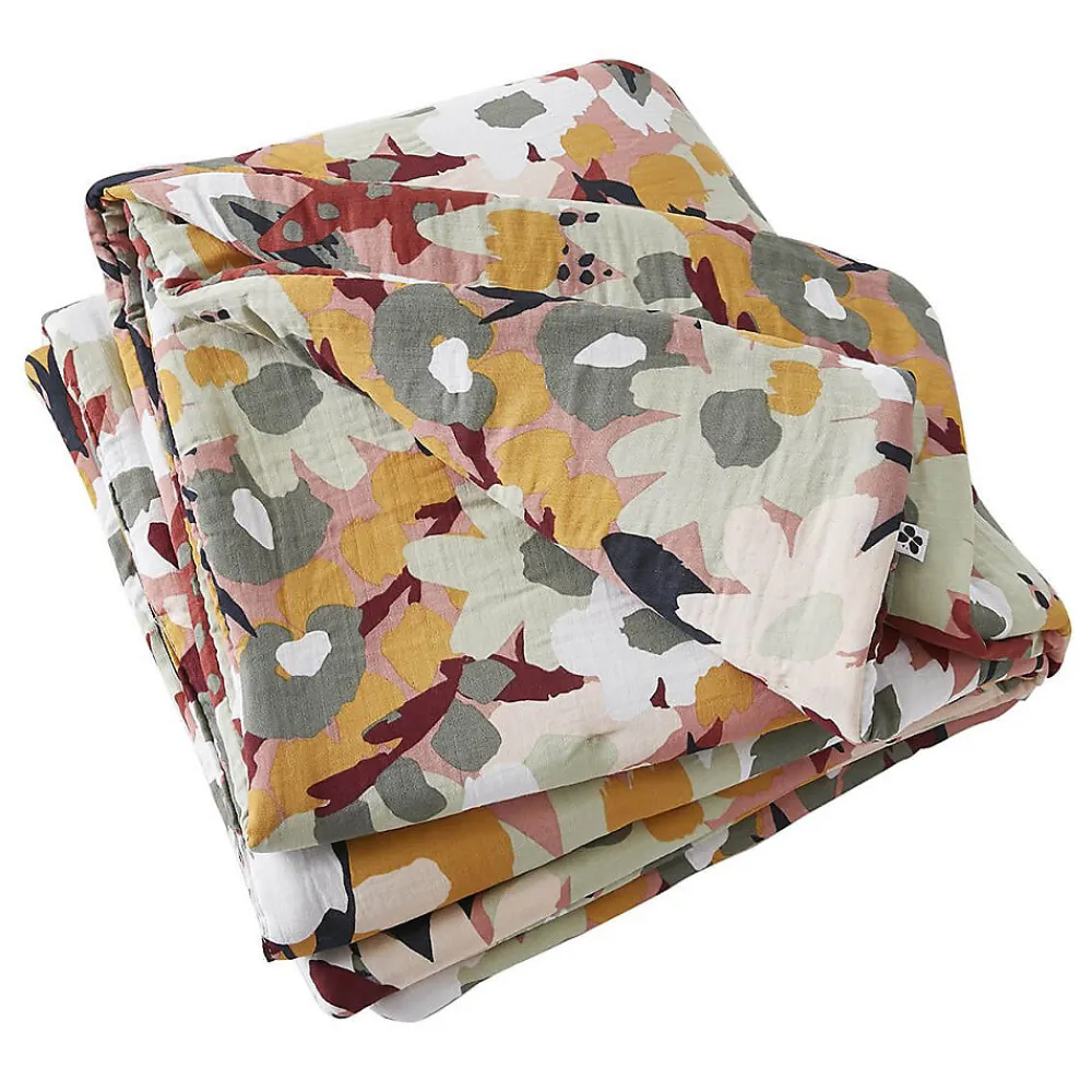 SARAH - Chemin de Lit 90x200cm Gaze de Coton Imprimé Rose Imprimé Floral>Altobuy Clearance