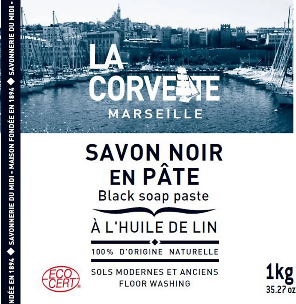 Savon noir Savonnerie du midi en pâte à l’huile de lin 1kg>La Corvette Online