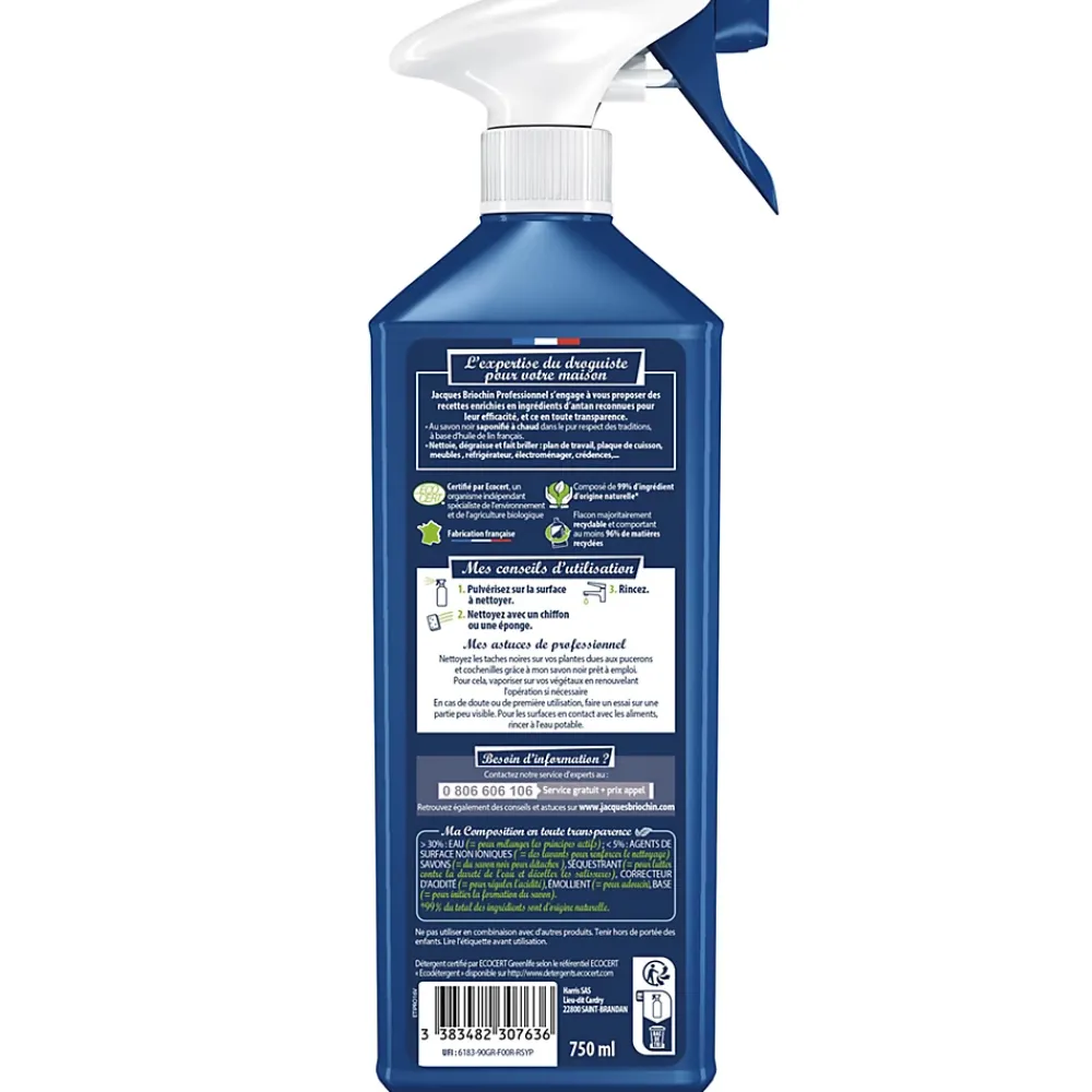Briochin Savon noir prêt à l'emploi à l'huile de lin Ecocert 750ml* Savon