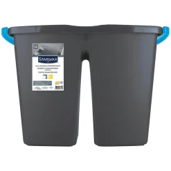 Seau double compartiment gris 14L>Starwax Discount