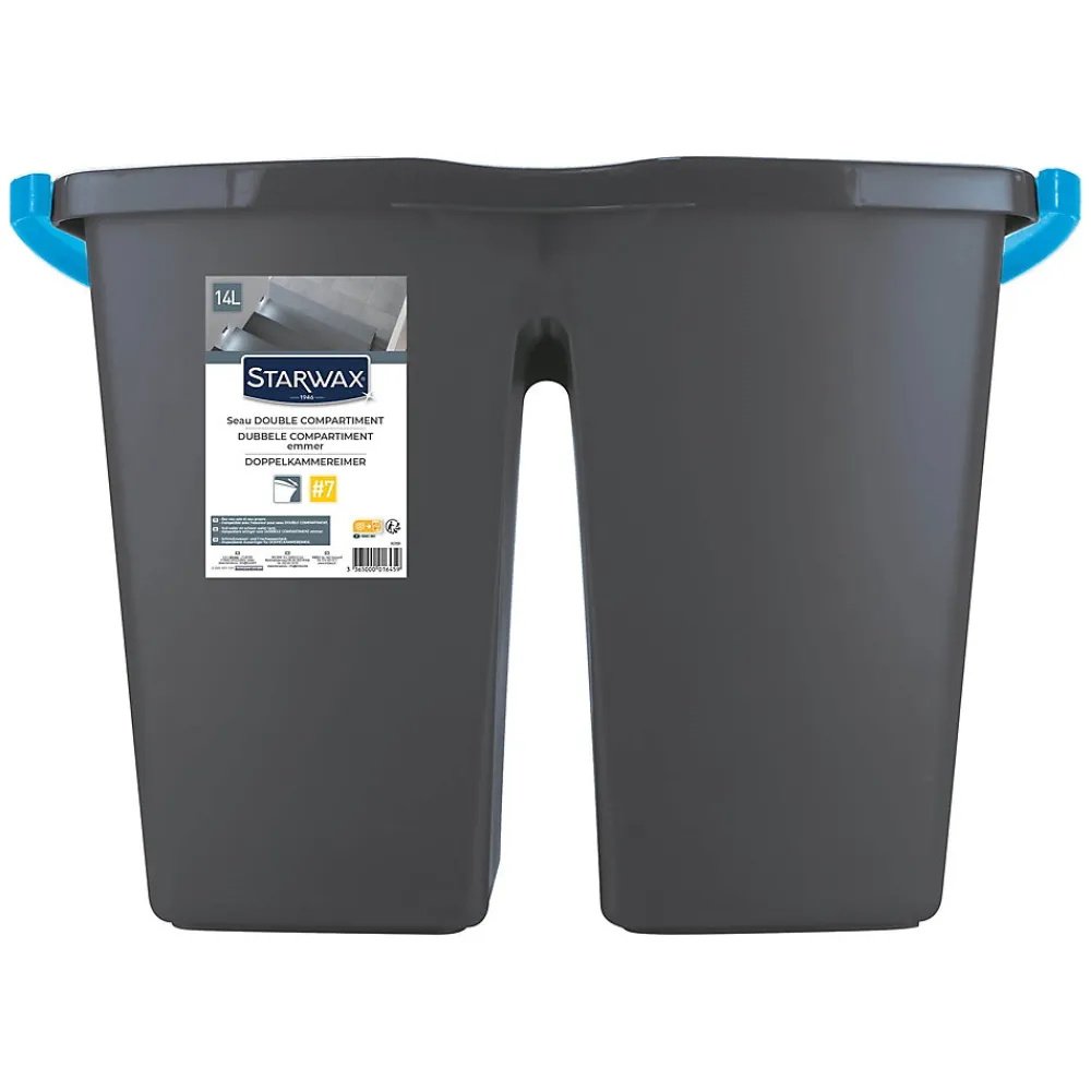 Seau double compartiment gris 14L>Starwax Discount