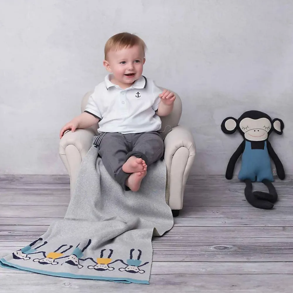 Sevira Kids Couverture pour bébé en coton bio SINGE* Couverture