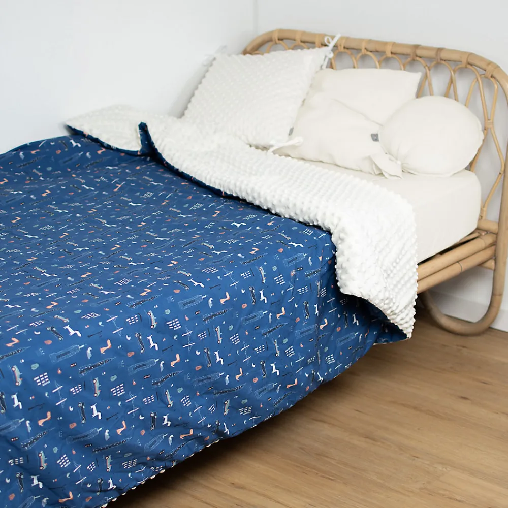 Grand plaid couverture réversible en minky New York>Sevira Kids Discount