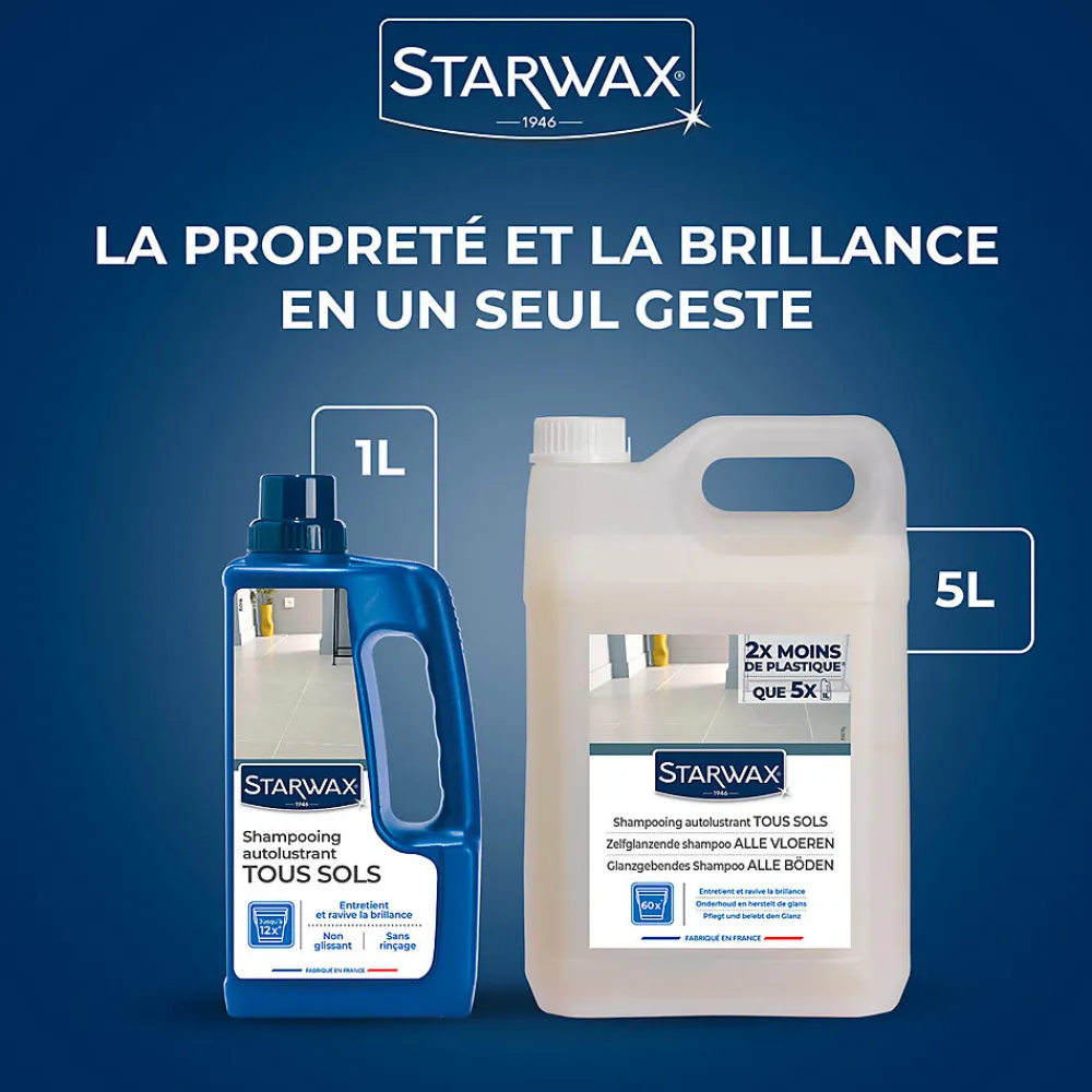 Shampoing autolustrant 2 en 1 tous sols intérieurs 1L>Starwax Sale