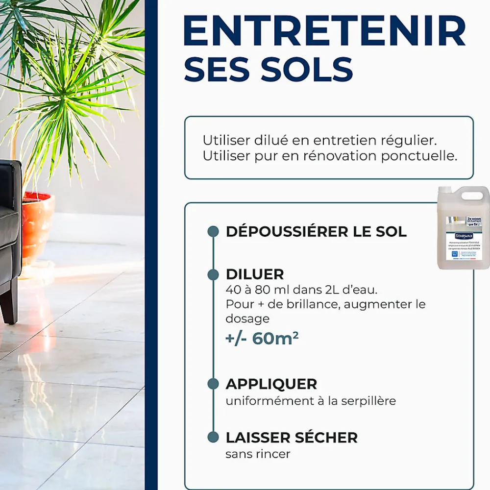 Shampoing brillant sols carrelés 5L>Starwax Best