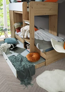 Abiks Meble SMART 2 Lit superposé 254/165/94 (Artisan/noir)*Enfant Lit Enfant
