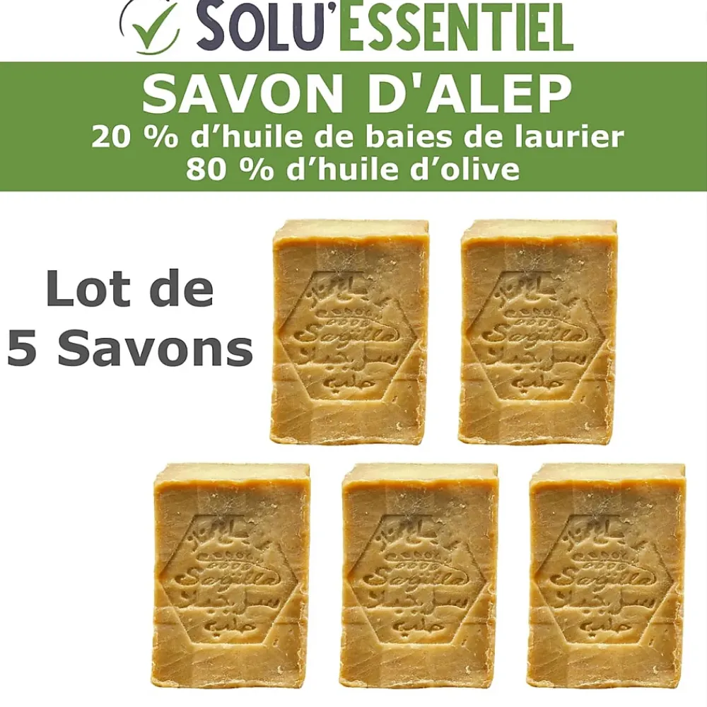 Tout Pour Les Nuisibles Solu Essentiel - Savon d Alep - 20% huile de baies de laurier - 80% huile d olive - Savon de 200g - lot de 5* Nettoyant Pour Salle De Bains