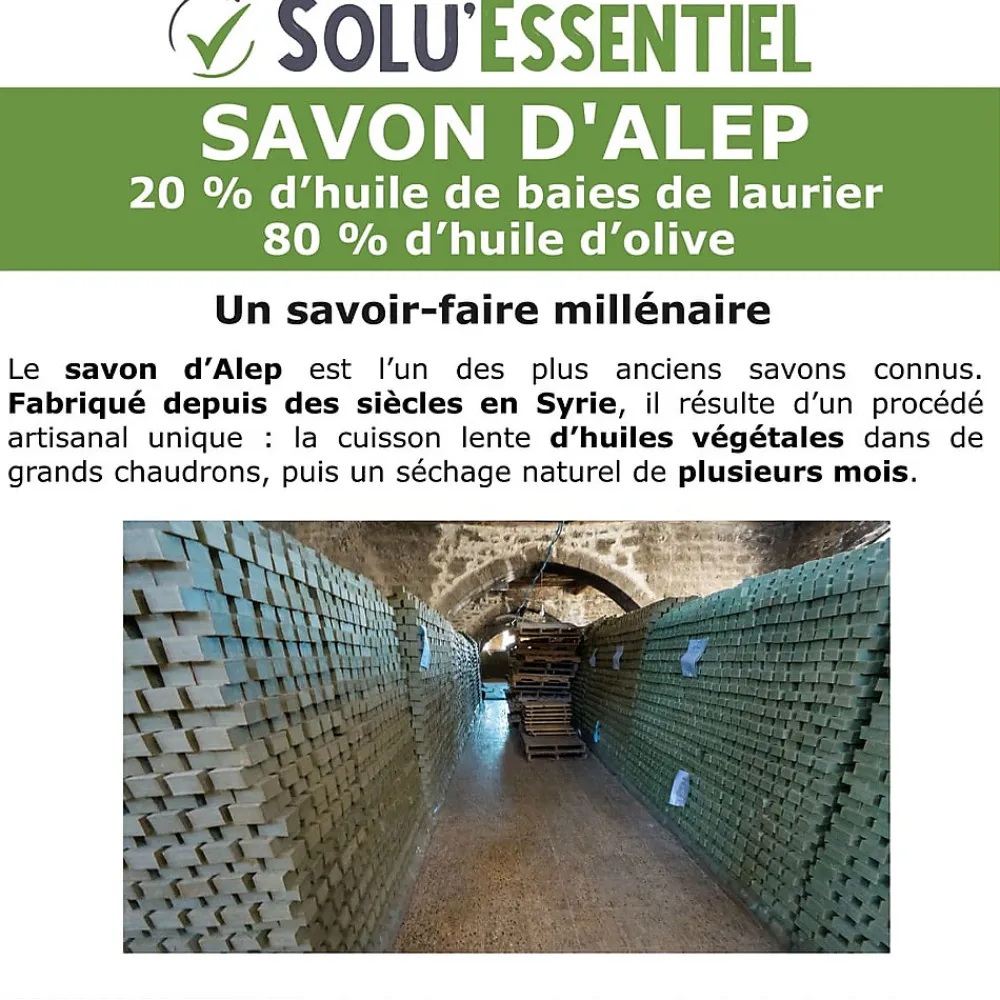 Solu Essentiel - Savon d Alep - 20% huile de baies de laurier - 80% huile d olive - Savon de 200g - lot de 10>Tout Pour Les Nuisibles Discount