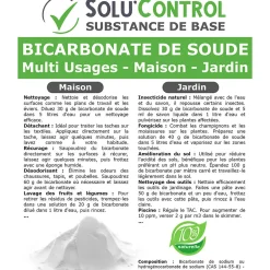 SOLU'CONTROL - 500 g de Bicarbonate de Soude Multi Usages, Maison et Jardin, 100% Naturel, Sachet Zip refermable><noscript><img width=