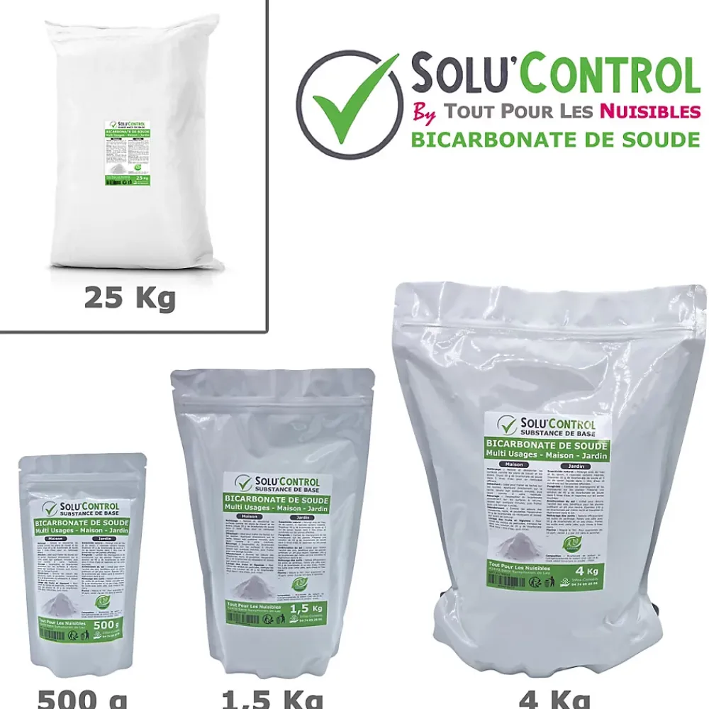 Tout Pour Les Nuisibles SOLU'CONTROL - 25 Kg de Bicarbonate de Soude Multi Usages, Maison et Jardin, 100% Naturel, Sachet Zip refermable* Désodorisant Et Parfum D'Ambiance