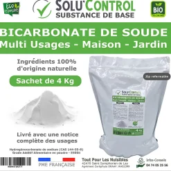 SOLU'CONTROL - 4 Kg de Bicarbonate de Soude Multi Usages, Maison et Jardin, 100% Naturel, Sachet Zip refermable>Tout Pour Les Nuisibles Discount