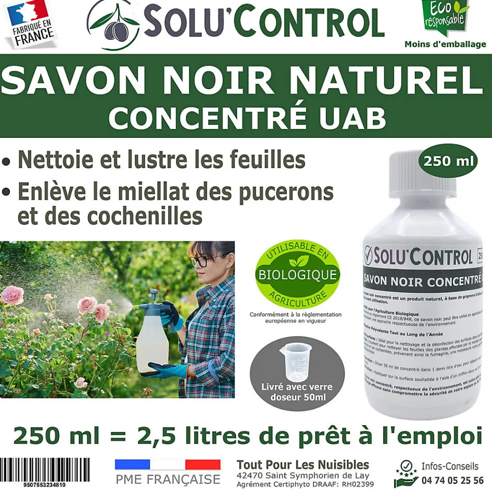 SOLU'CONTROL - Savon Noir Concentré 250ml - Enlève miellat pucerons cochenilles>Tout Pour Les Nuisibles Online