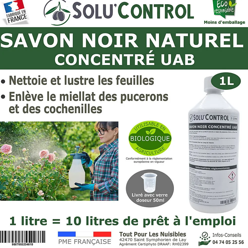 SOLU'CONTROL - Savon Noir Naturel Concentré, 1L, Nettoyant, enlève le miellat et les pucerons>Tout Pour Les Nuisibles Best