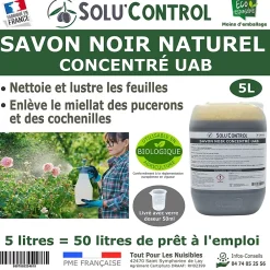 Tout Pour Les Nuisibles SOLU'CONTROL - Savon Noir Naturel Concentré, 5L, Nettoyant, enlève le miellat et les pucerons* Nettoyant Et Entretien Pour Sol
