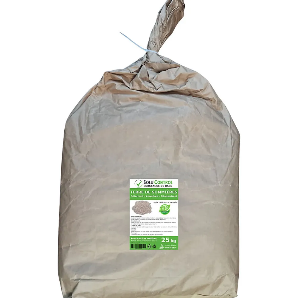 SOLU'CONTROL - Terre de Sommières 25 kg - Détachant Naturel et Absorbant - Élimine les Odeurs d'Urine, Litière de Chat, Tapis>Tout Pour Les Nuisibles Outlet