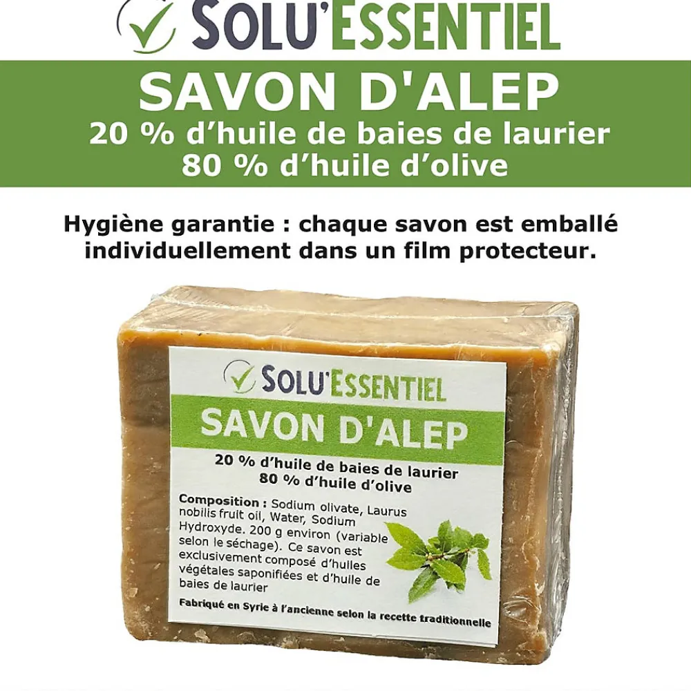 SoluEssentiel - Savon Alep 20% huile de baies de laurier 80% huile d'olive - Fabrication traditionnelle syrienne - Naturel>Tout Pour Les Nuisibles Clearance