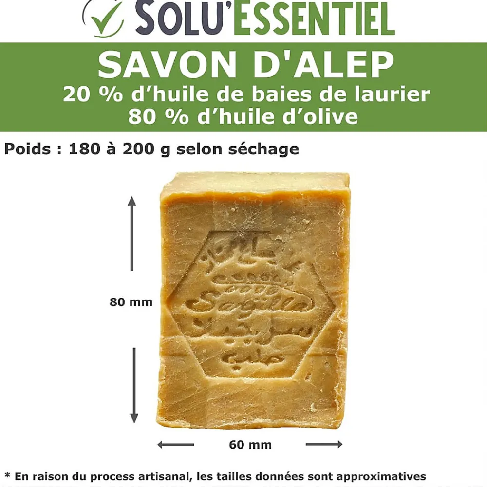 SoluEssentiel - Savon Alep 20% huile de baies de laurier 80% huile d'olive - Fabrication traditionnelle syrienne - Naturel>Tout Pour Les Nuisibles Clearance