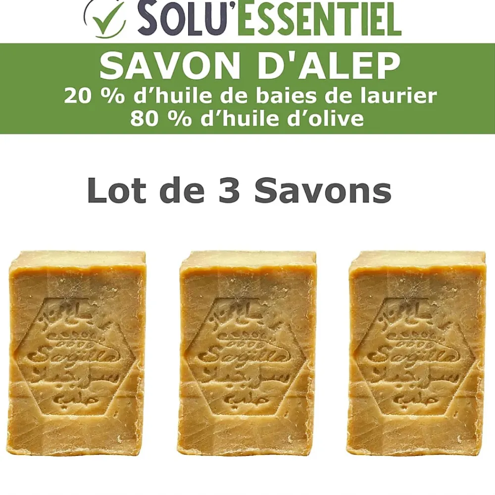 Tout Pour Les Nuisibles SoluEssentiel - Savon Alep huile de baies de laurier - huile dolive - Fabrication traditionnelle syrienne -savon de 200g- lot de 3* Nettoyant Pour Salle De Bains