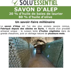 Tout Pour Les Nuisibles SoluEssentiel - Savon Alep huile de baies de laurier - huile dolive - Fabrication traditionnelle syrienne -savon de 200g- lot de 3* Nettoyant Pour Salle De Bains