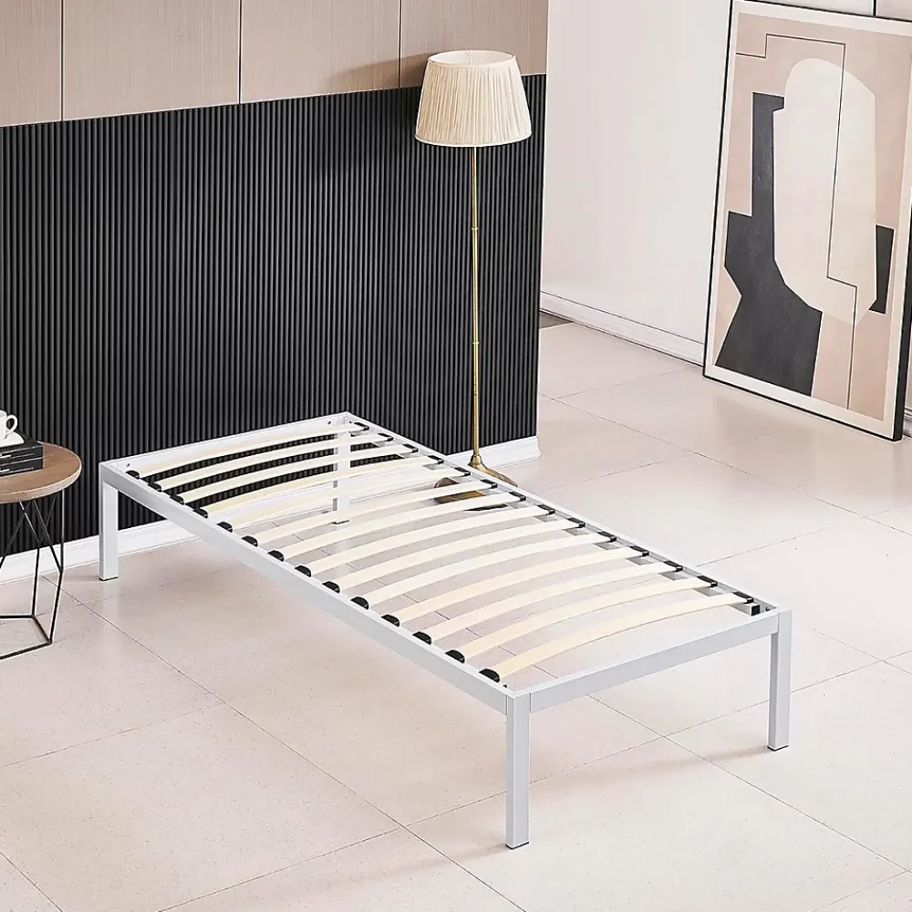 Monmobilierdesign Sommier à Lattes Avec Pieds En Acier Robuste 90x200 Cm Blanc* Sommier