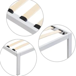 Monmobilierdesign Sommier à Lattes Avec Pieds En Acier Robuste 160x200 Cm Blanc* Sommier