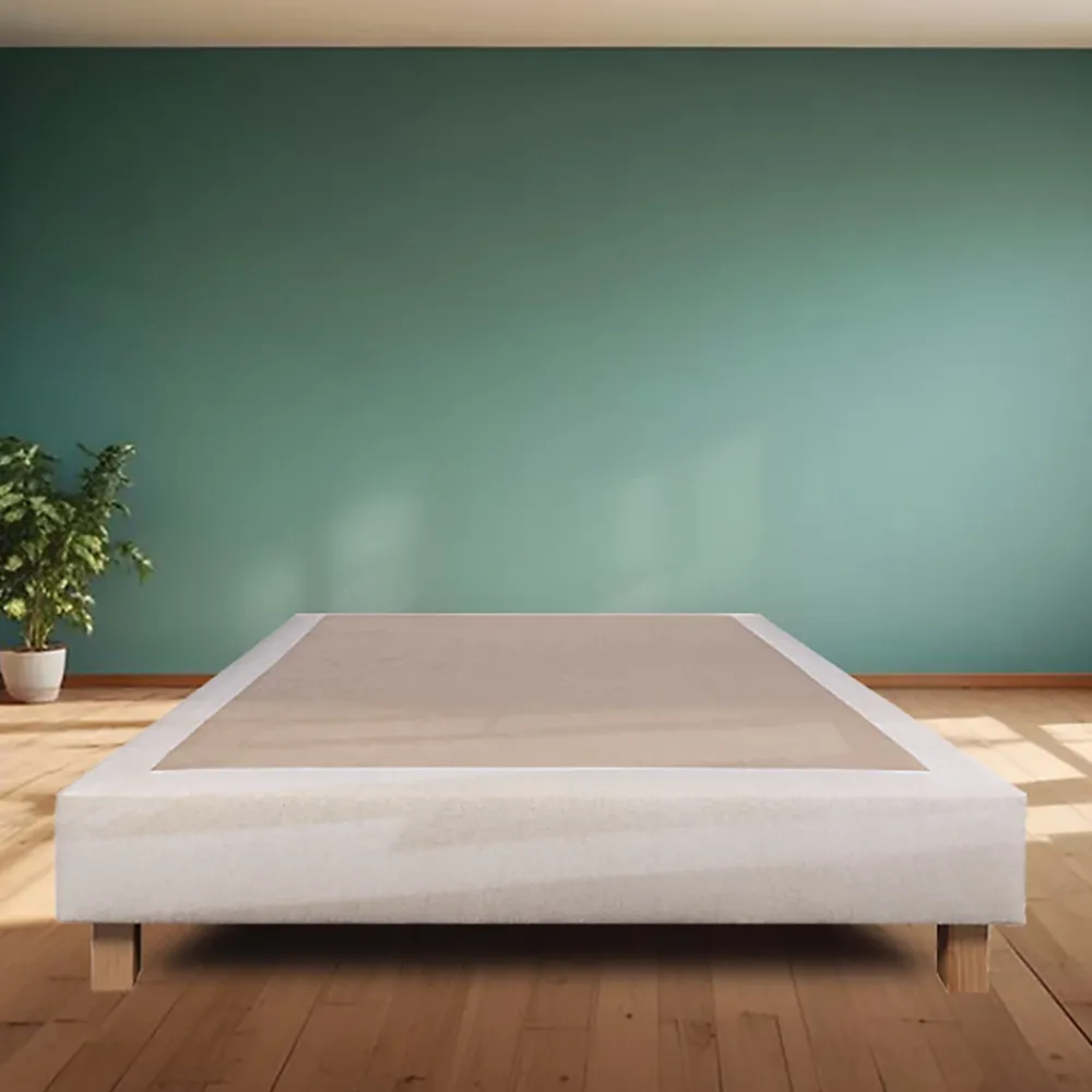 Juanio Sommier à lattes avec pieds TAMY, tapissier en bois massif couleur beige - longueur 200 x largeur 160 cm* Sommier