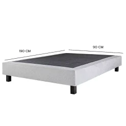 Juanio Sommier à lattes avec pieds CELY, tapissier en bois massif couleur gris- longueur 190 x largeur 90 cm* Sommier