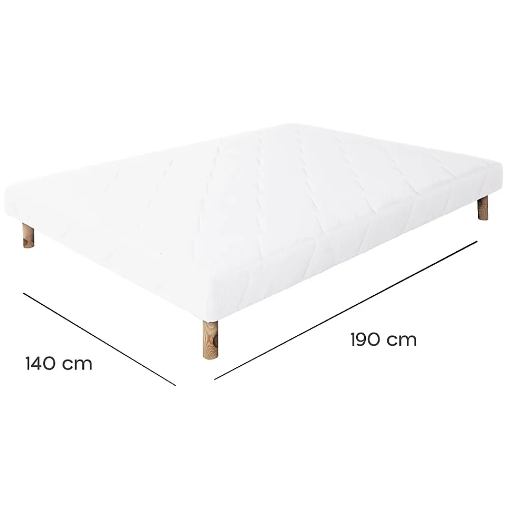 Juanio Sommier à lattes avec pieds KEY, tapissier en bois massif couleur blanc - longueur 190 x largeur 140 cm* Sommier