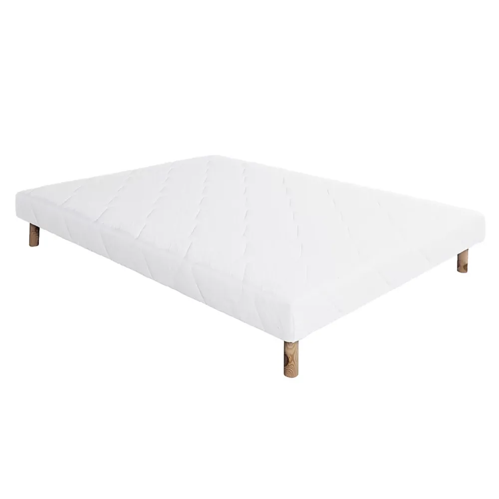 Juanio Sommier à lattes avec pieds KEY, tapissier en bois massif couleur blanc - longueur 190 x largeur 140 cm* Sommier