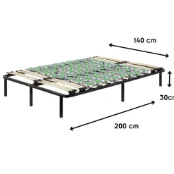 Sommier à Lattes Avec Plots De Soutien 140x200 Cm Avec Pieds><noscript><img data-lazyloaded=