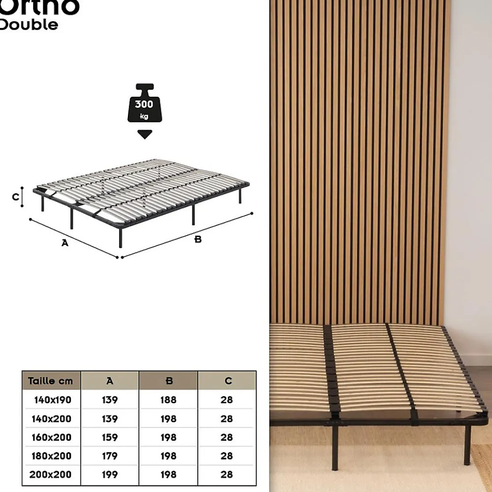 Sommier à Lattes En Acier Avec Bande Stabilisatrice Noir 140x200 Cm Avec Pieds>Monmobilierdesign Sale