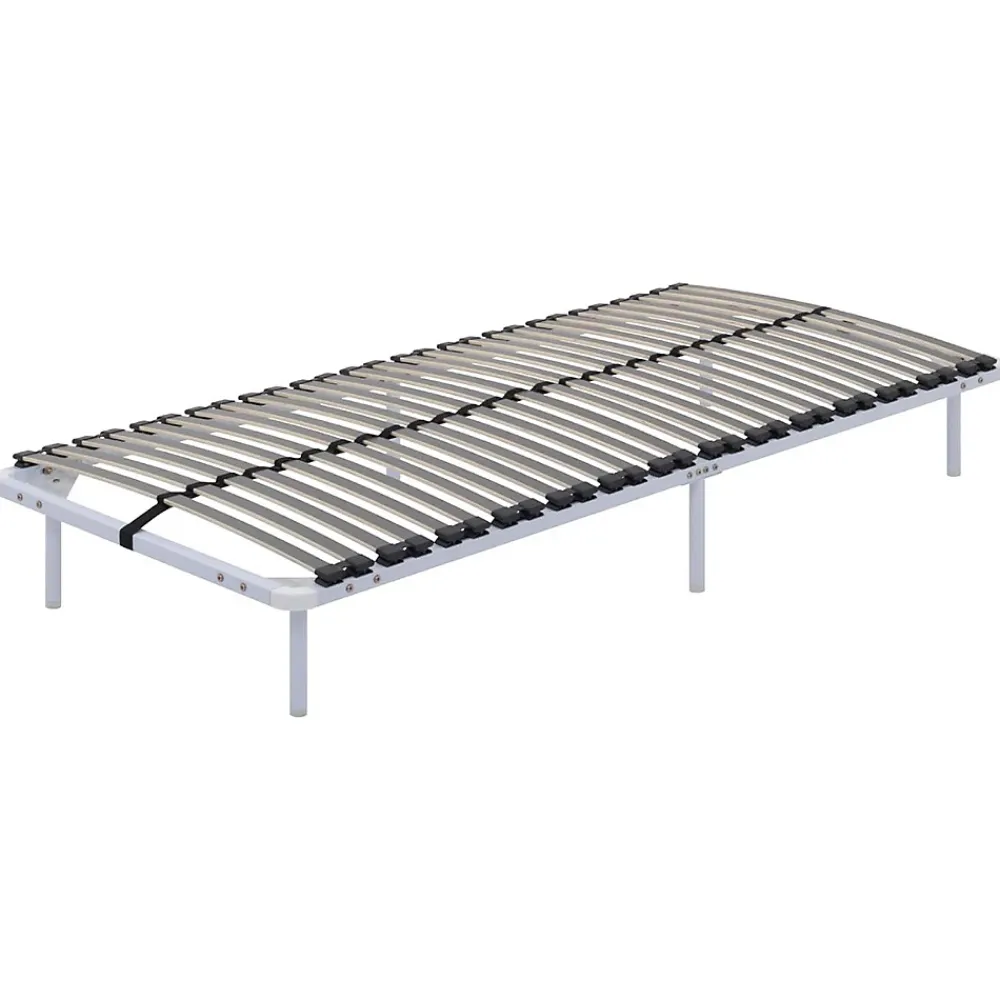 Monmobilierdesign Sommier à Lattes En Acier Avec Bande Stabilisatrice Blanc 90x190 Cm Avec Pieds* Sommier