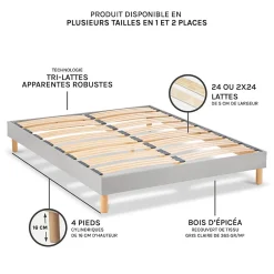 Sommier à lattes en bois Capitole 90x190 cm Coloris Gris clair Livré en kit><noscript><img width=