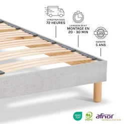 Sommier à lattes en bois Capitole 180x200 cm Coloris Gris clair Livré en kit><noscript><img width=