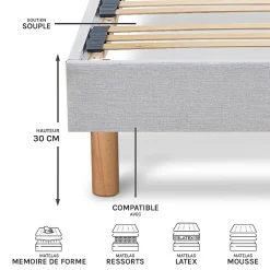 Sommier à lattes en bois Capitole 160x200 cm Coloris Gris clair Livré en kit><noscript><img width=