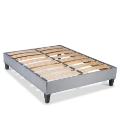 Olympe Literie Sommier à lattes en bois Ergostar 140x190 cm Coloris Gris clair Livré en kit* Sommier
