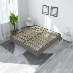 Sommier à lattes en bois Ergostar 160x200 cm Coloris Gris clair Livré en kit><noscript><img width=