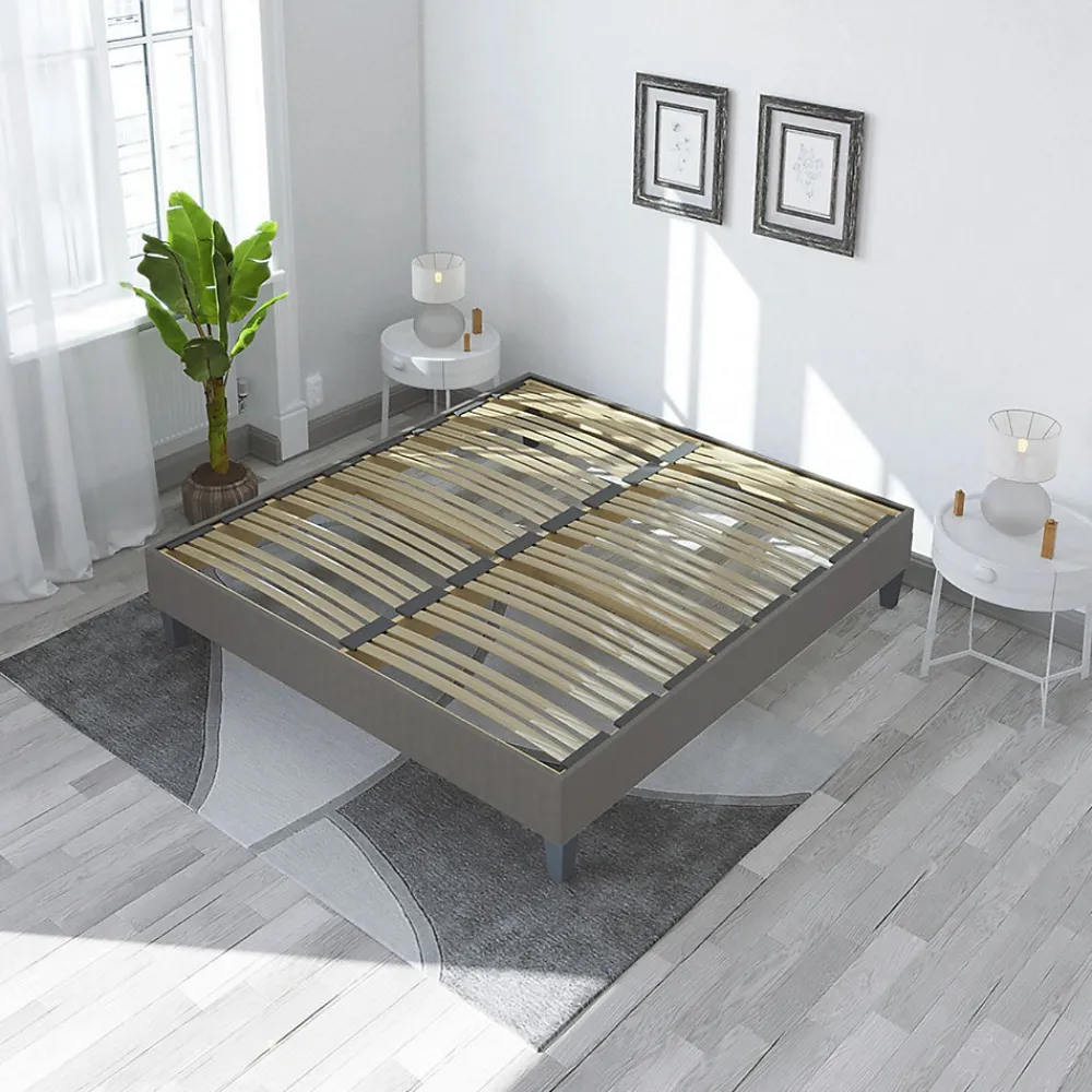Sommier à lattes en bois Ergostar 160x200 cm Coloris Gris clair Livré en kit>Olympe Literie Discount