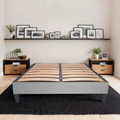 Olympe Literie Sommier à lattes en bois Ergostar 140x200 cm Coloris Gris clair Livré en kit* Sommier