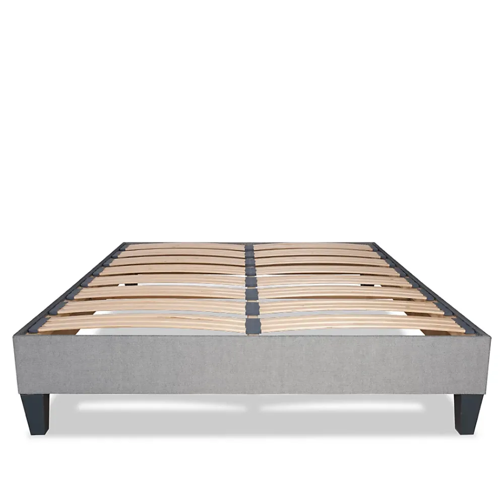 Olympe Literie Sommier à lattes en bois Ergostar 140x200 cm Coloris Gris clair Livré en kit* Sommier
