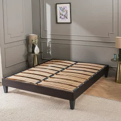 Olympe Literie Sommier à lattes en bois Kit15 160x200 cm Coloris Gris anthracite Livré en kit* Sommier