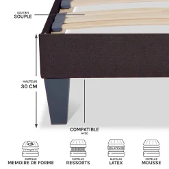 Sommier à lattes en bois Kit15 200x220 cm Coloris Gris anthracite Livré en kit><noscript><img width=