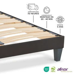 Sommier à lattes en bois Kit15 200x220 cm Coloris Gris anthracite Livré en kit><noscript><img width=