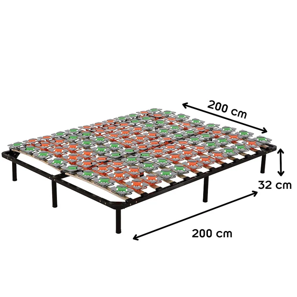 Sommier à Lattes Ergonomique Avec Plots De Soutien 200x200 Cm Avec Pieds>Monmobilierdesign Discount