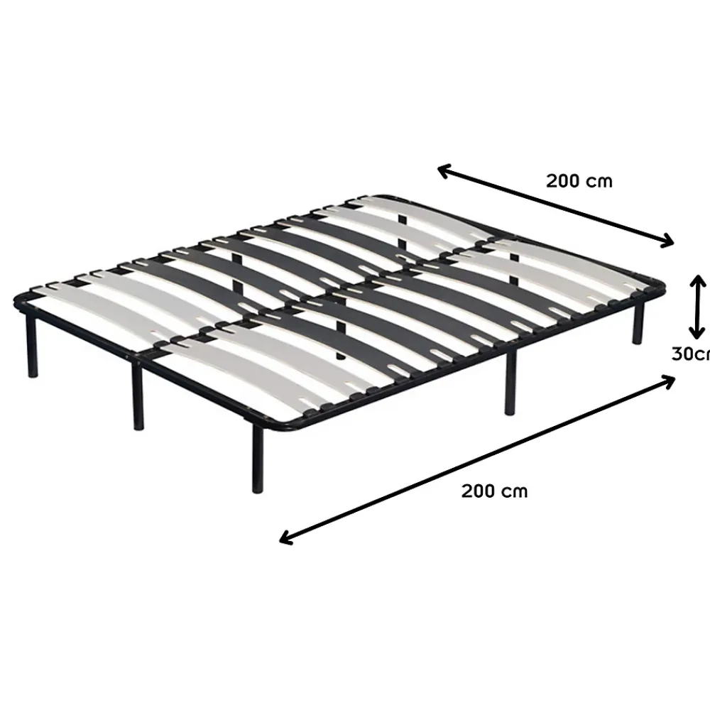 Monmobilierdesign Sommier à Lattes Larges 200x200 Cm Avec Pieds* Sommier